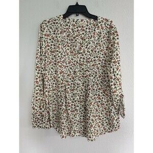 Jane And Delancey Floral Long Sleeve Button Up Shirt Size Large Rose Cottagecore